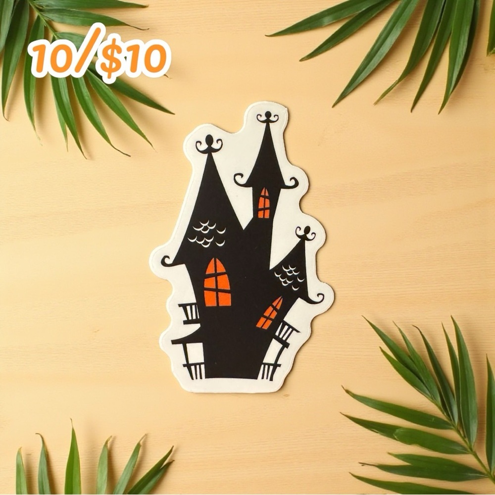 Vintage Halloween Haunted House Sticker – Matte Finish